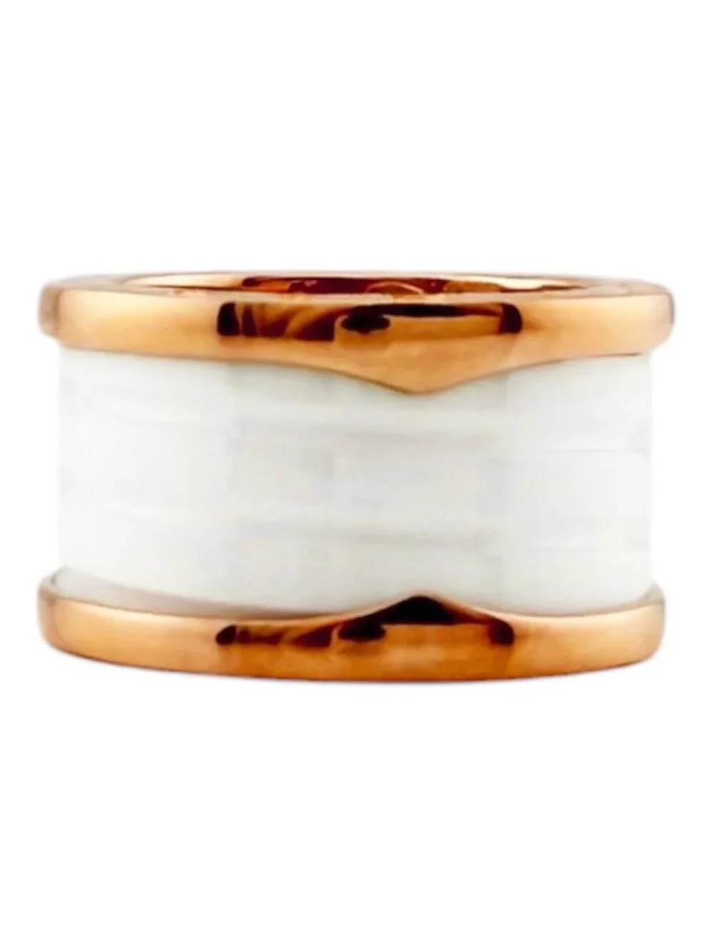 Bvlgari B.Zero1 B.Zero1 Band White Ceramic Ring Gold 18k Pink